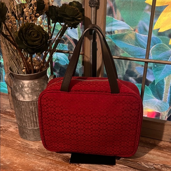 Coach Red and Brown Toiletry Bag - Picture 4 of 8